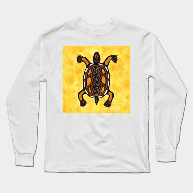 Turtle - Aboriginal Inspired Art Painting Long Sleeve T-Shirt by seanfleming